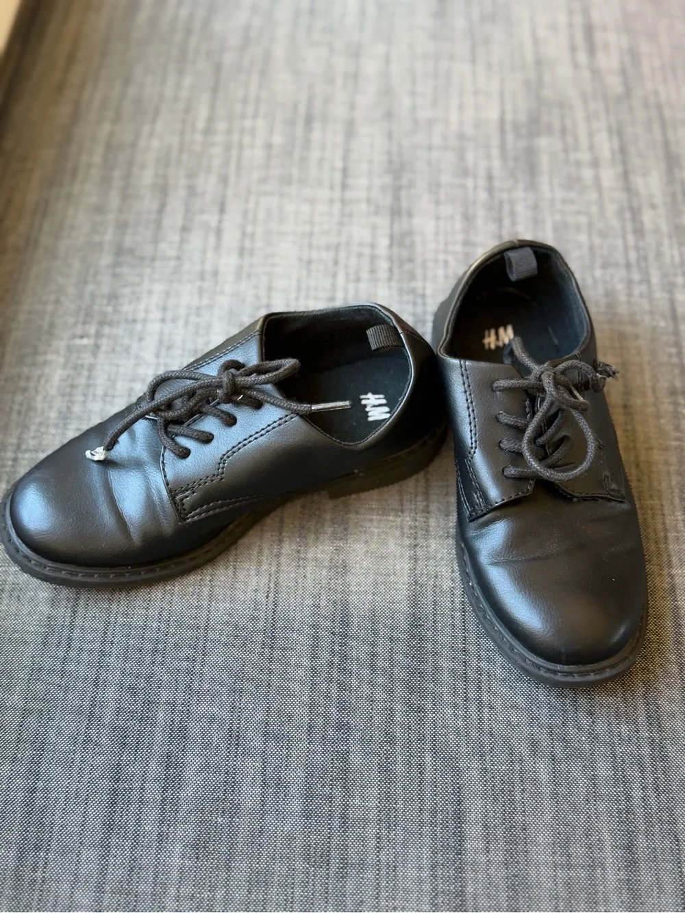 H&M Black Leather Derby Lace-Up Shoes